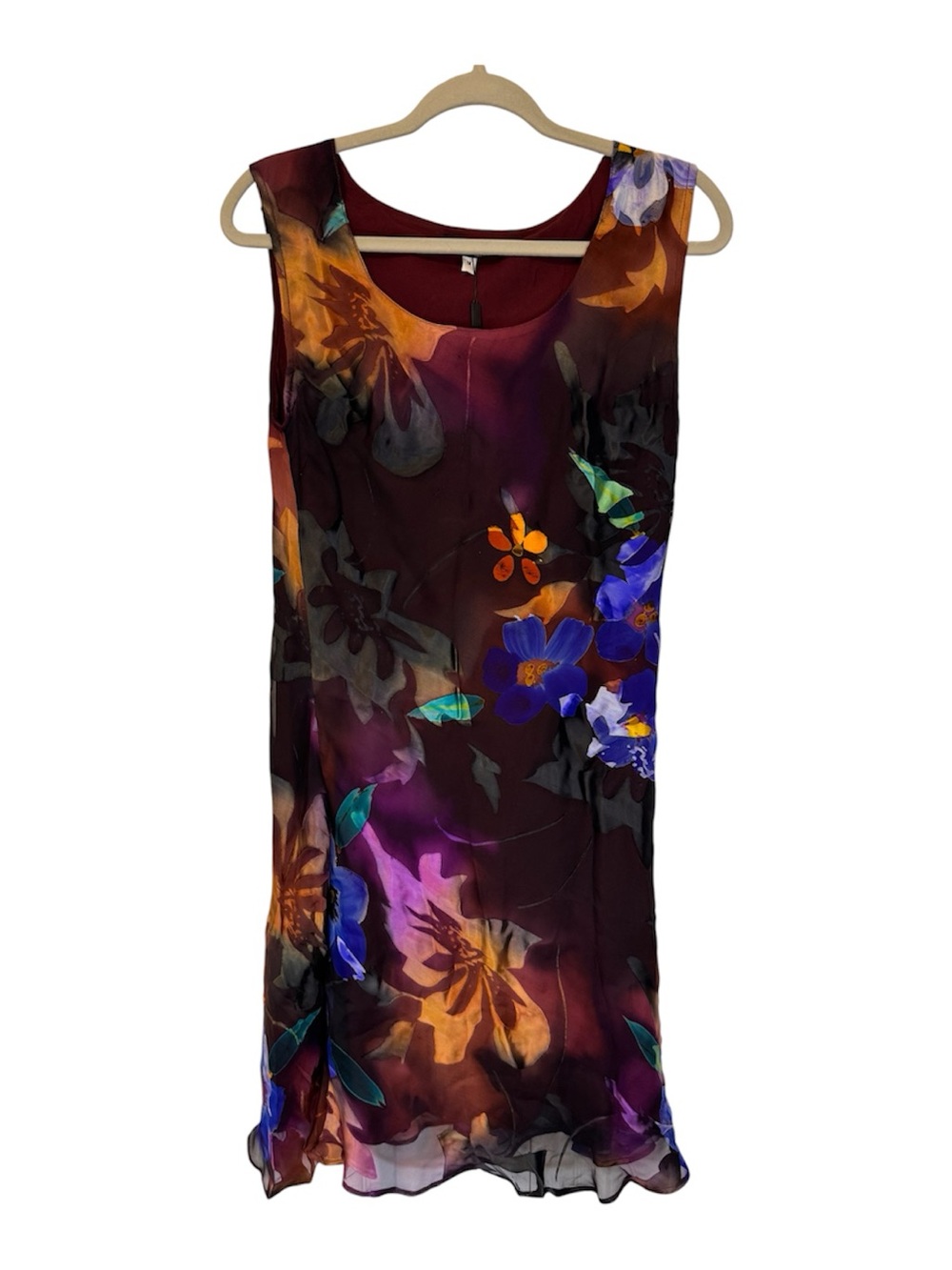 Ampour Floral Watercolor Sleeveless Layered Dress Vibrant Multicolor Size Medium - Picture 2 of 15